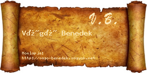 Vágó Benedek névjegykártya